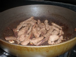 Cooking the fajita meat